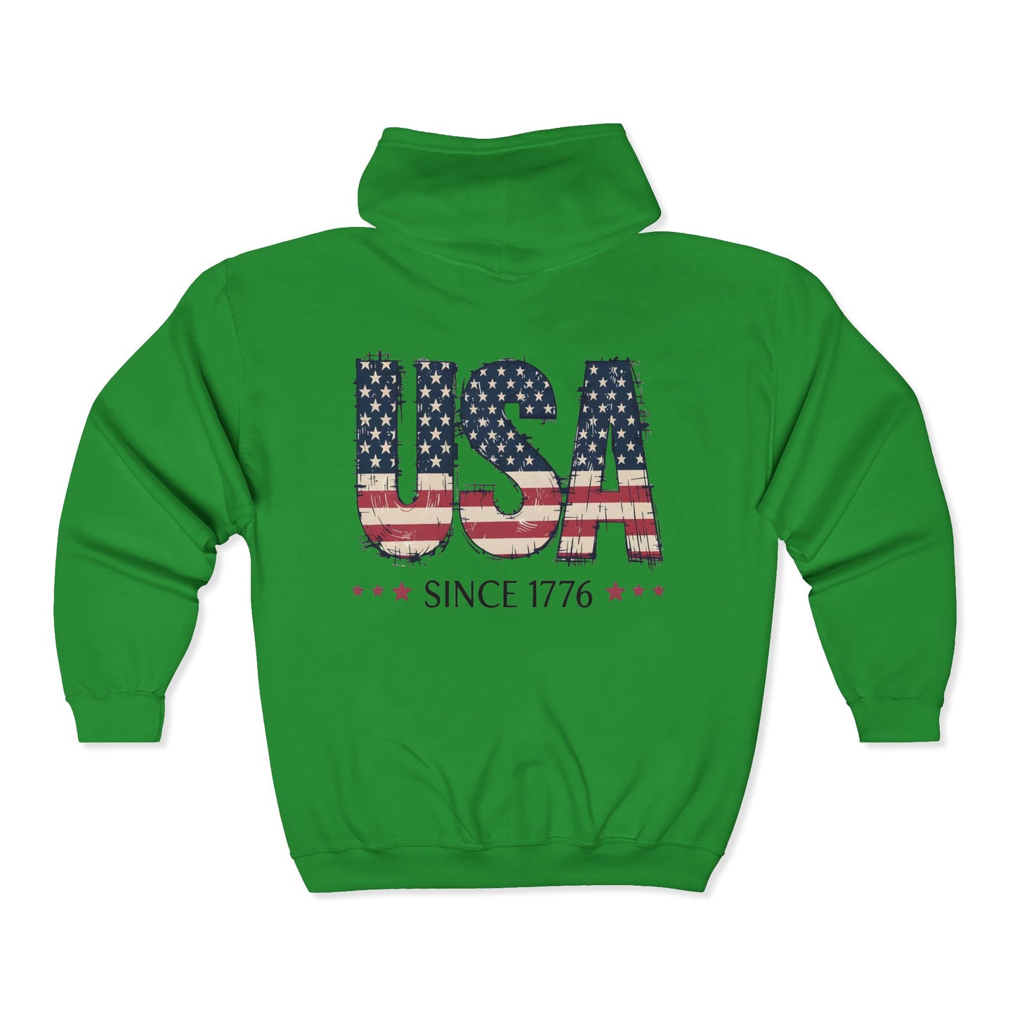 #250 USA Flag "USA Since 1776" Patriotic Zip Hoodie