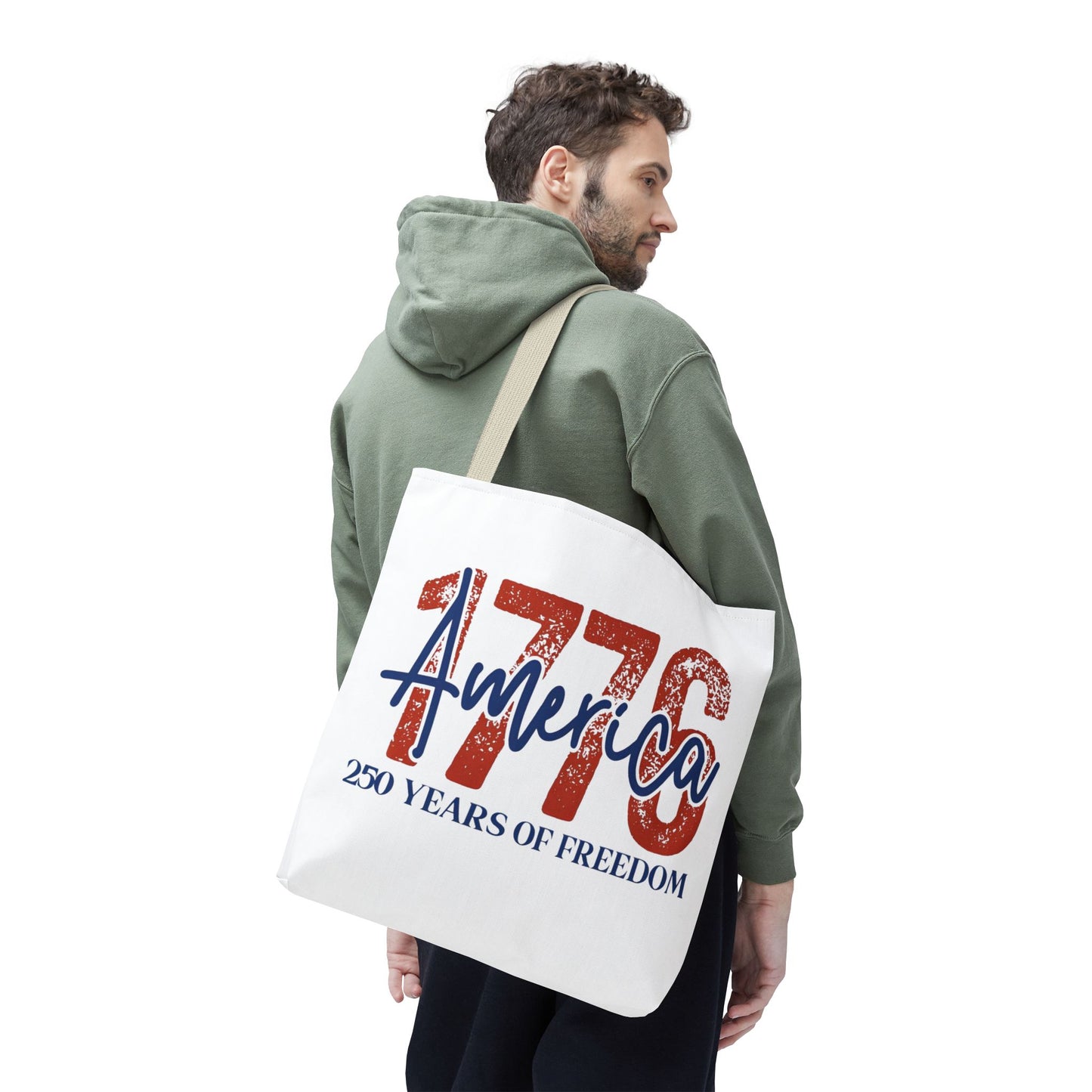 #250 1776 America: 250 Years of Freedom' Patriotic Independence Day Tote Bag