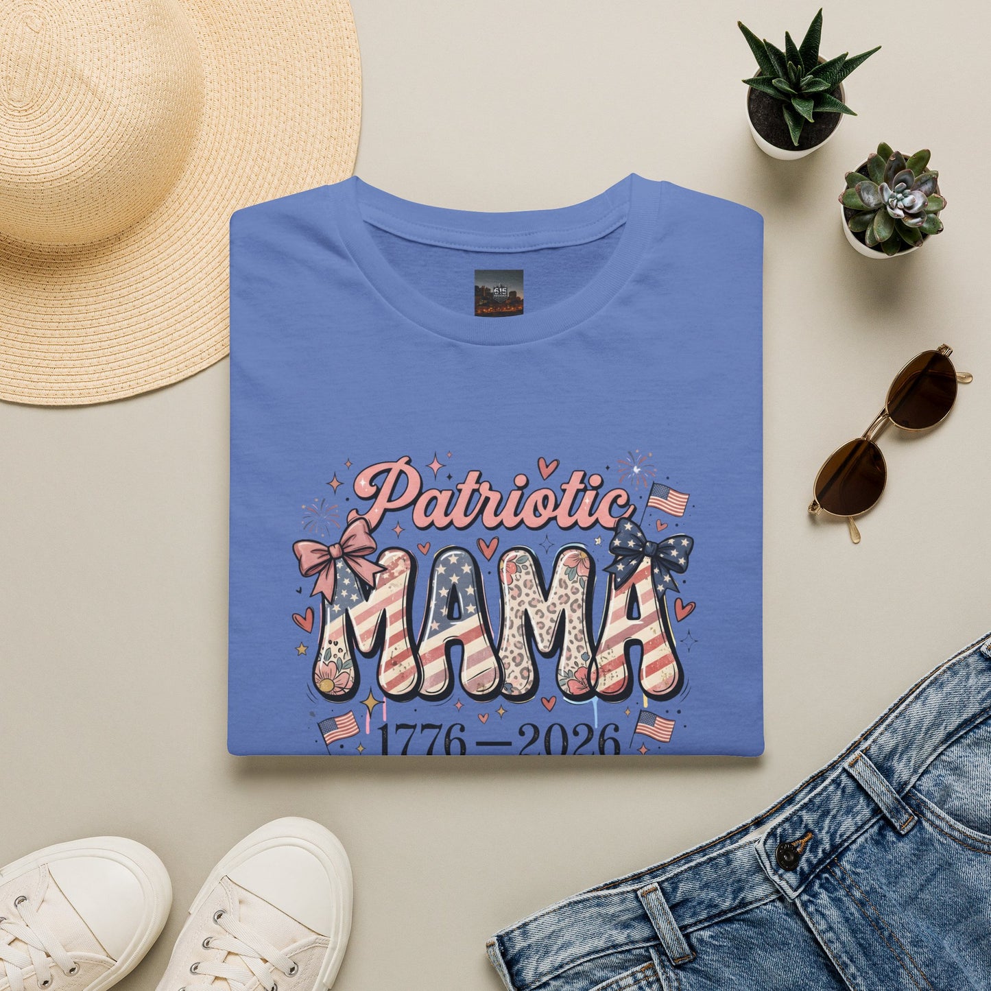 #250 Patriotic Mama 1776–2026 American Flag T-Shirt