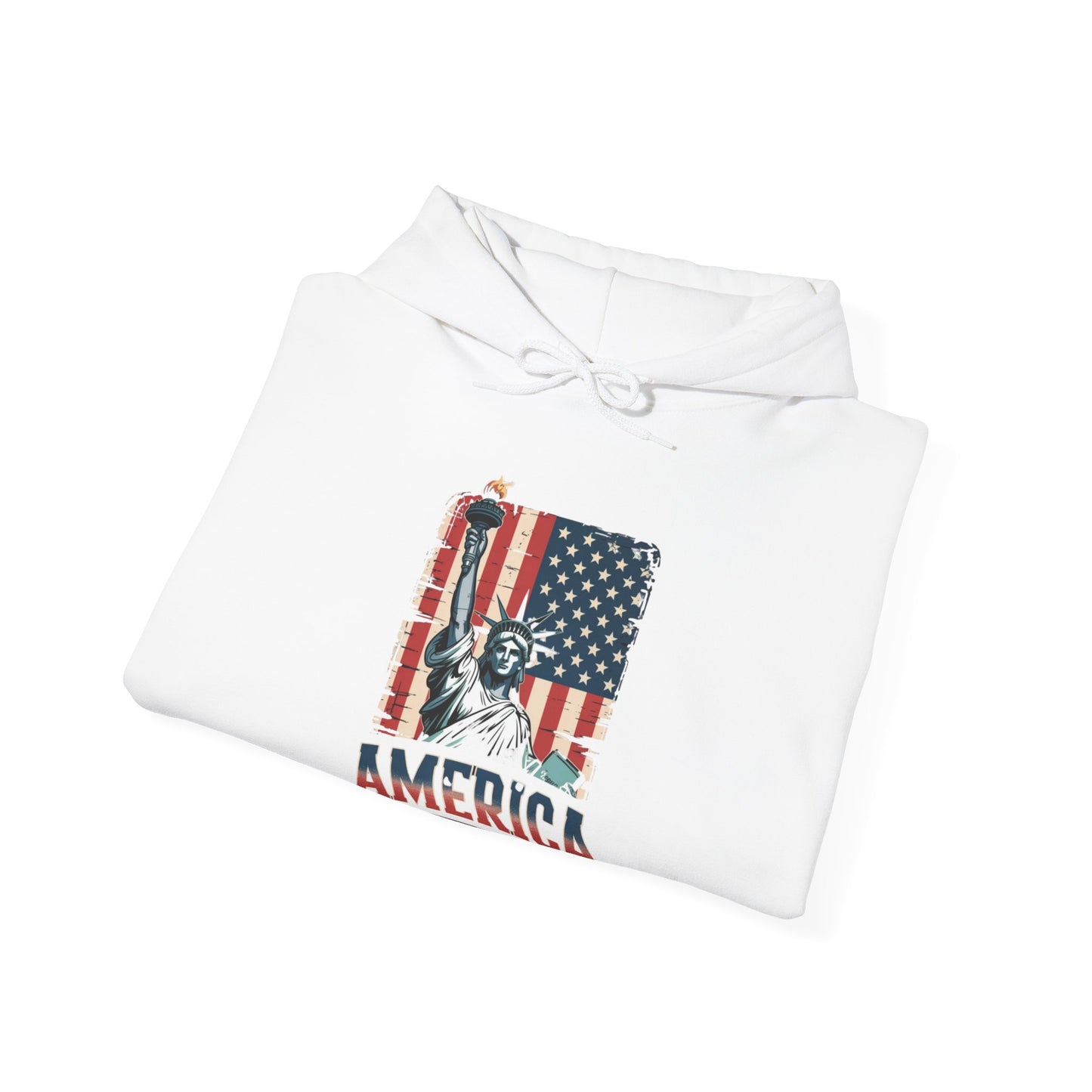 #250 Statue of Liberty American Flag 'America' Patriotic Independence Day Hoodie