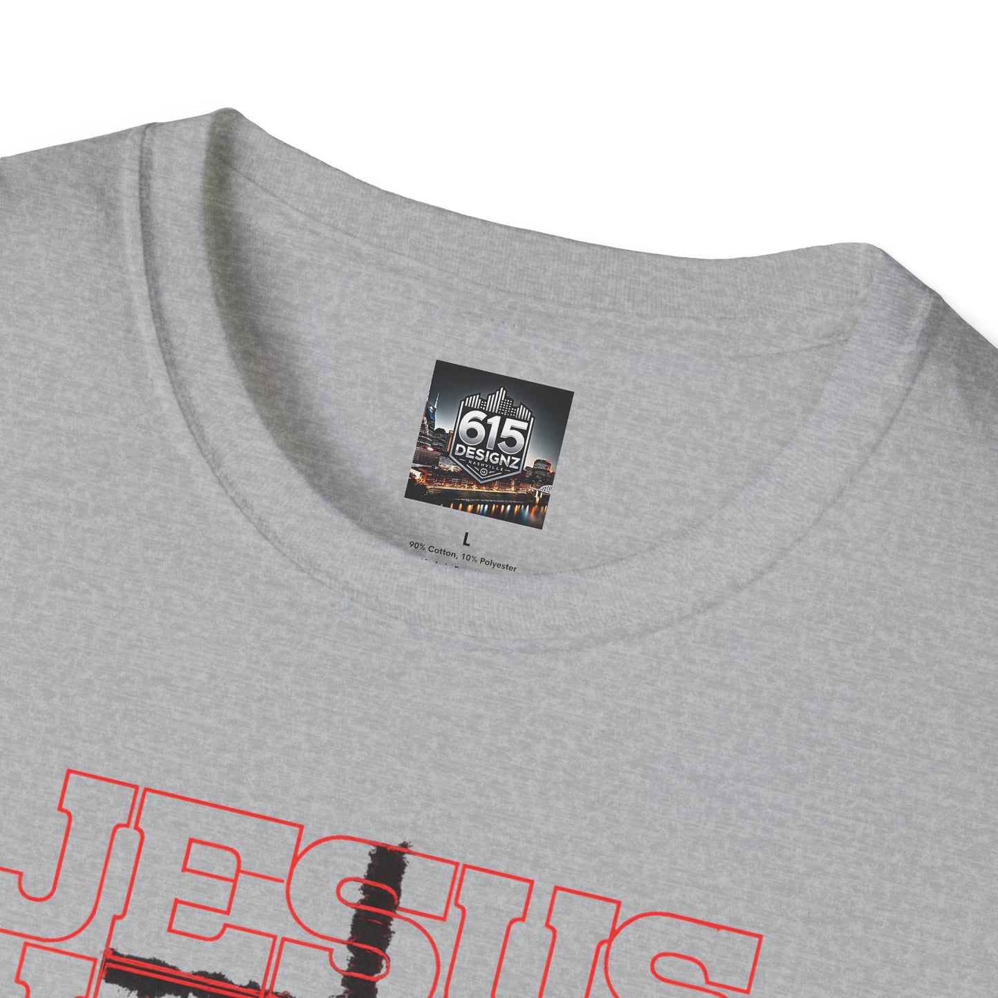 Jesus Cross Red Text Black Cross Graphic T-Shirt — Religious Faith Tee