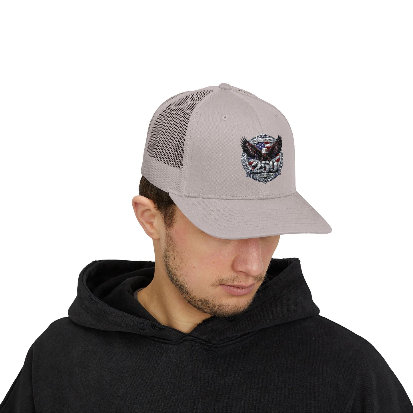 #250 Patriotic Bald Eagle 250 United States Emblem Snapback Trucker Cap