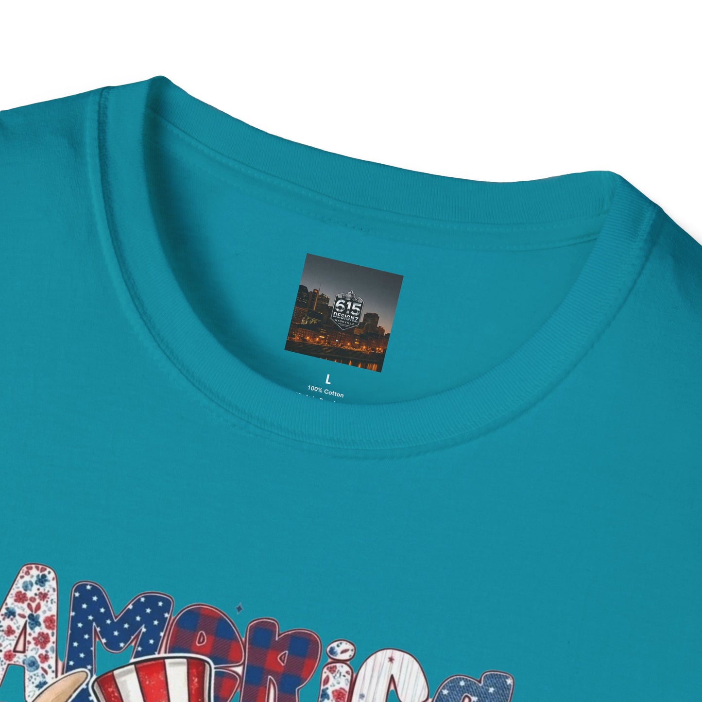 #250 American Flag Bubblegum Patriotic Highland Cow T-Shirt