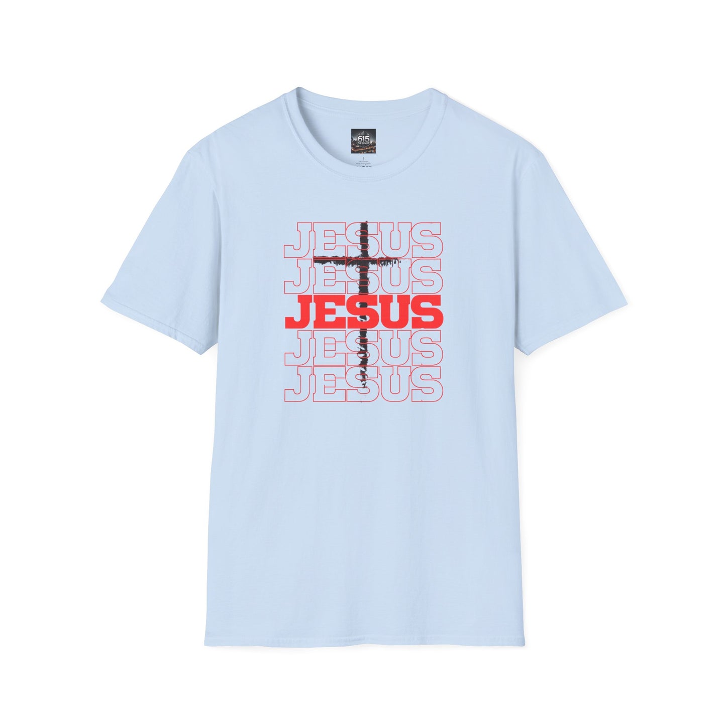 Jesus Cross Red Text Black Cross Graphic T-Shirt — Religious Faith Tee