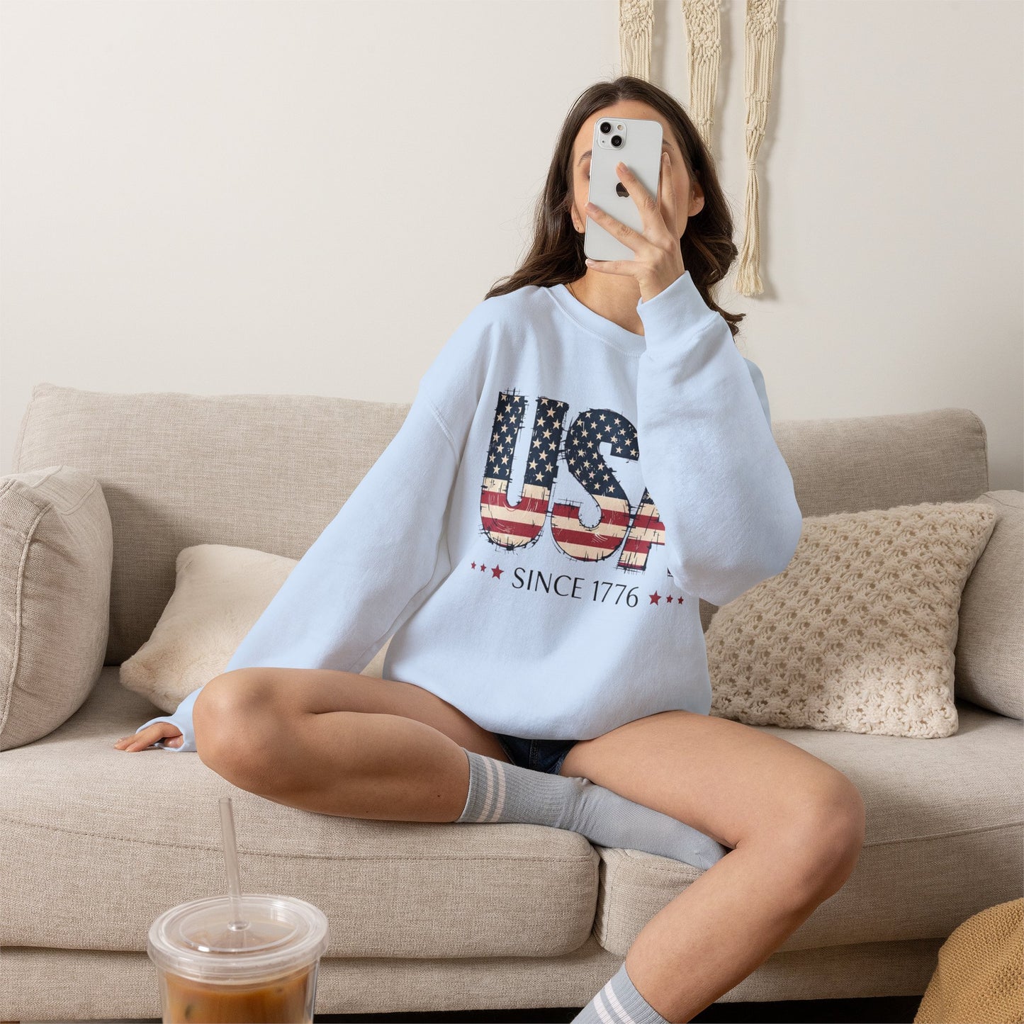 #250 USA Flag "USA Since 1776" Patriotic Crewneck Sweatshirt