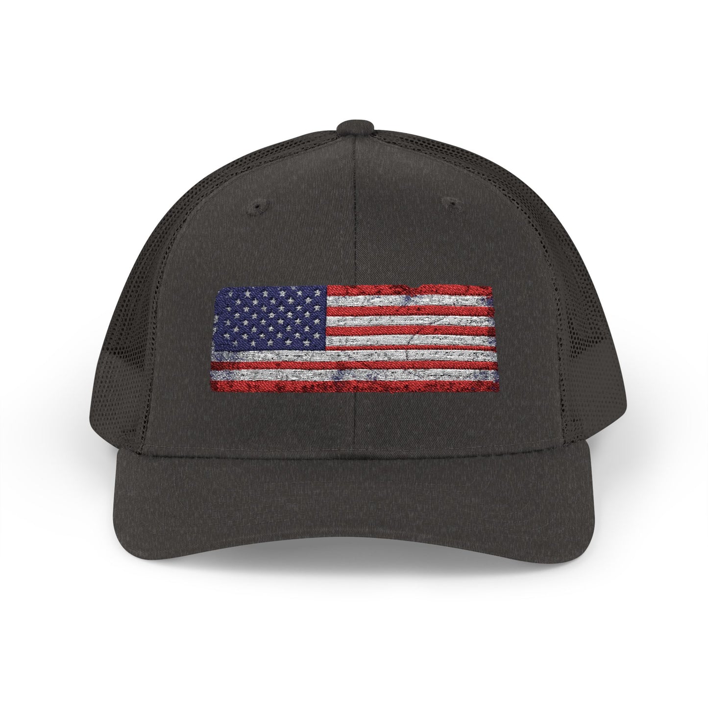 #250 Distressed American Flag Snapback Trucker Cap