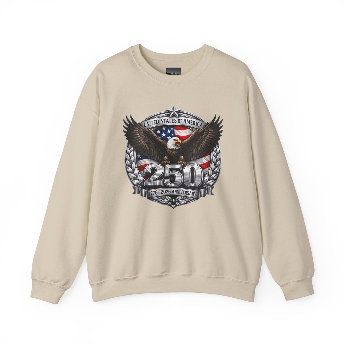 #250 Patriotic Bald Eagle 250 United States Emblem Crewneck Sweatshirt