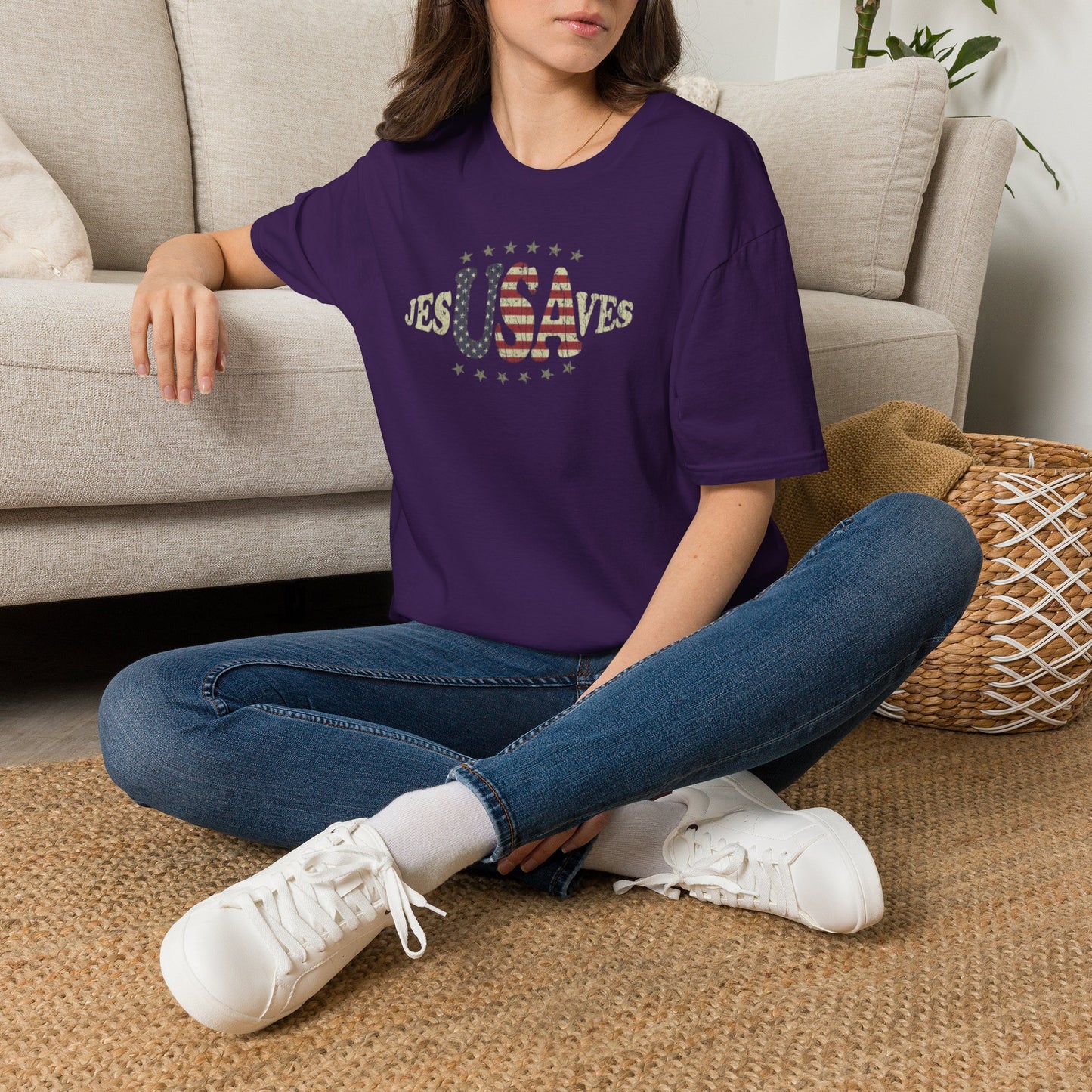 JesUSAves Patriotic T-Shirt — American Flag Christian Faith Tee