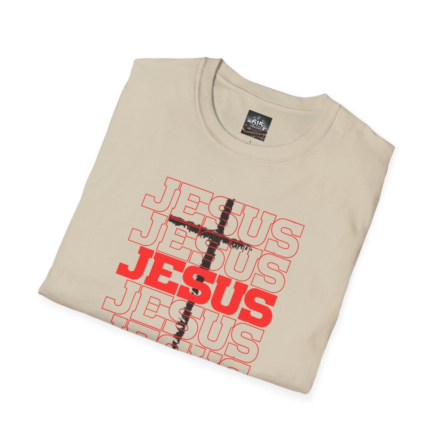Jesus Cross Red Text Black Cross Graphic T-Shirt — Religious Faith Tee