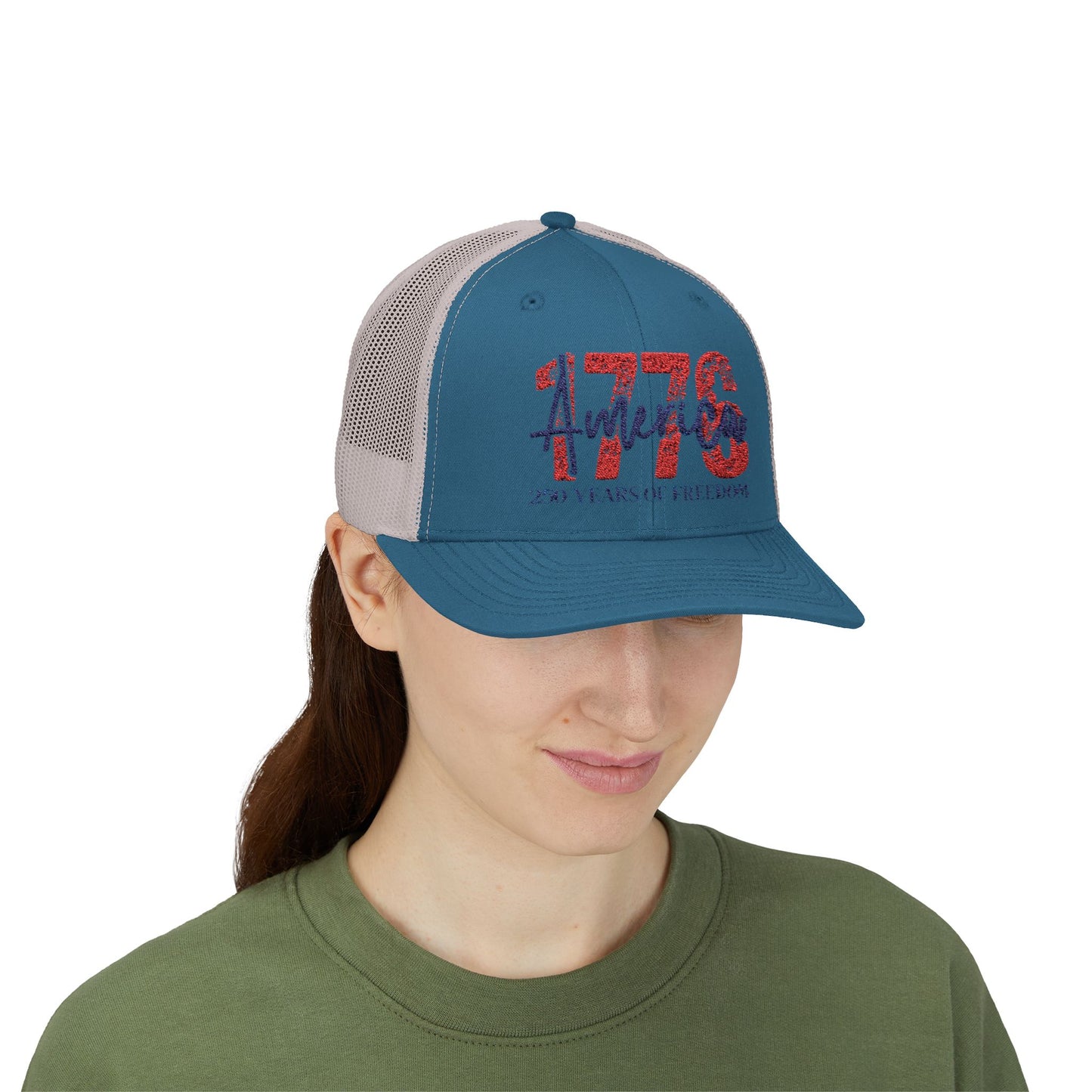 #250 1776 America: 250 Years of Freedom' Patriotic Independence Day Snapback Trucker Cap