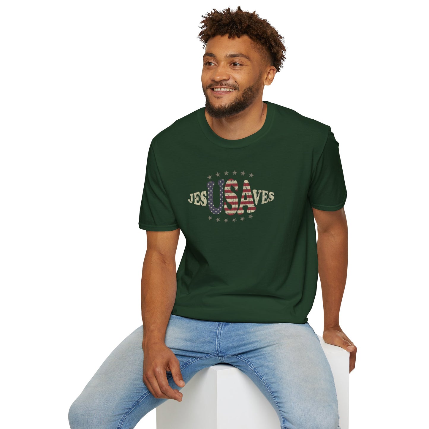 JesUSAves Patriotic T-Shirt — American Flag Christian Faith Tee