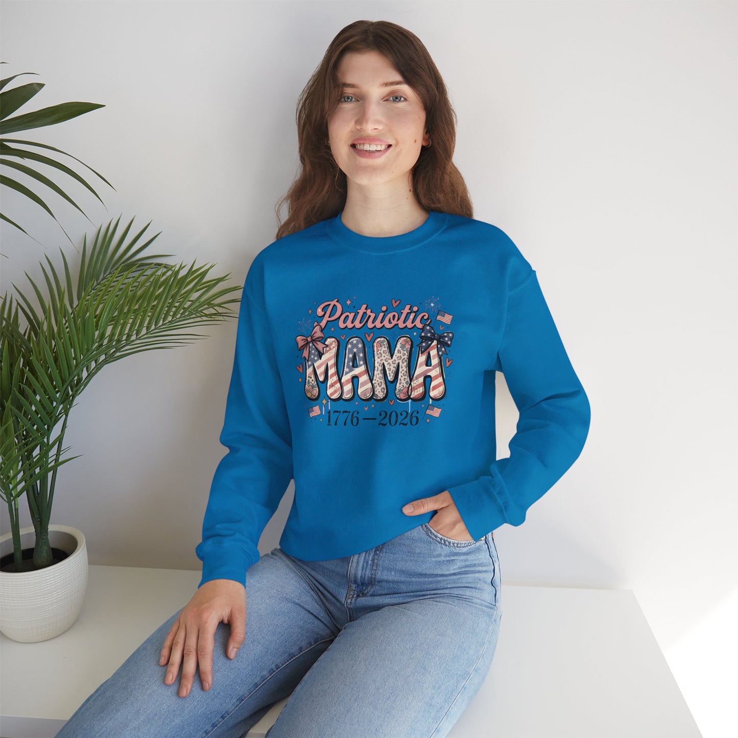 #250 Patriotic Mama 1776–2026 American Flag Sweatshirt