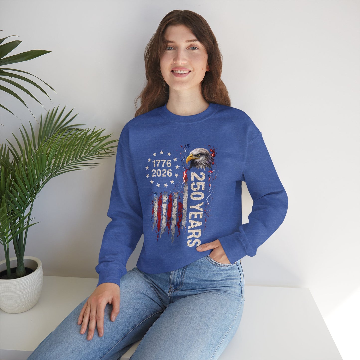 #250 1776-2026 250 Years USA Bicentennial Eagle Crewneck Sweatshirt