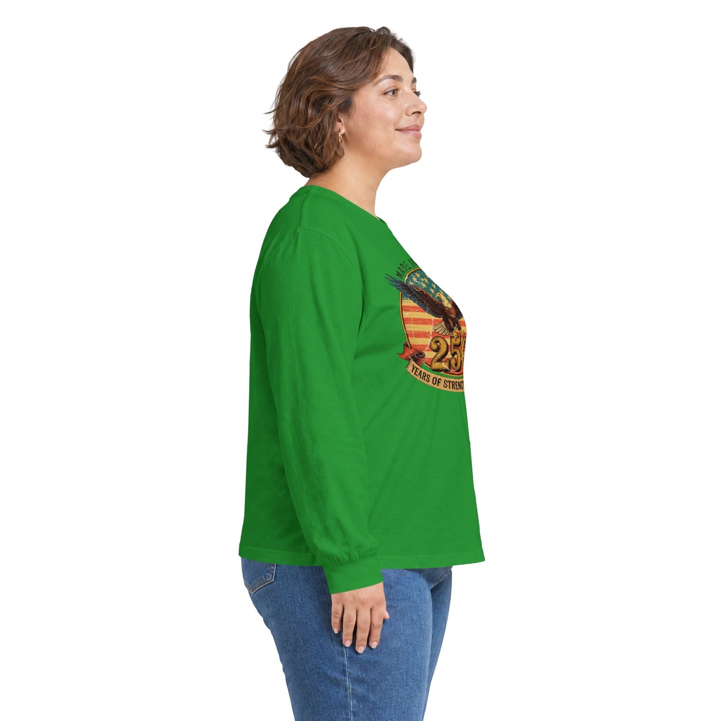 #250 Made in America Eagle 250th Anniversary Patriotic Long Sleeve Tee