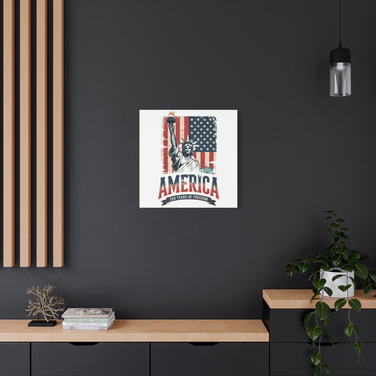 #250 Statue of Liberty American Flag 'America' Patriotic Independence Day Matte Canvas Wall Art