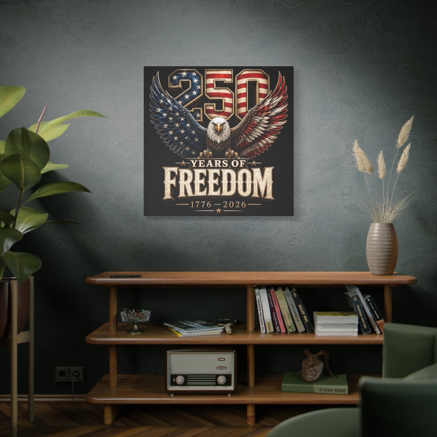 #250 250 Years of Freedom Eagle Patriotic American Flag Anniversary (1776–2026) Matte Canvas Wall Art