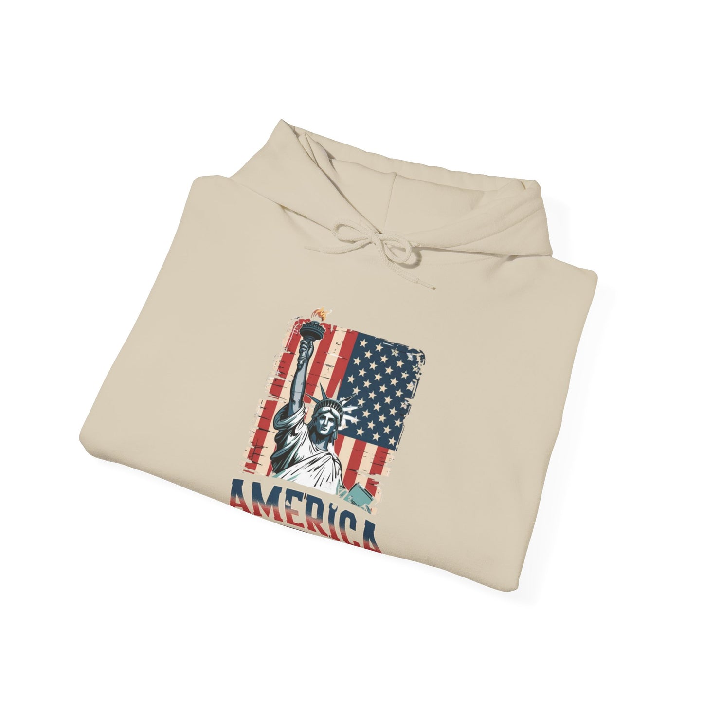 #250 Statue of Liberty American Flag 'America' Patriotic Independence Day Hoodie