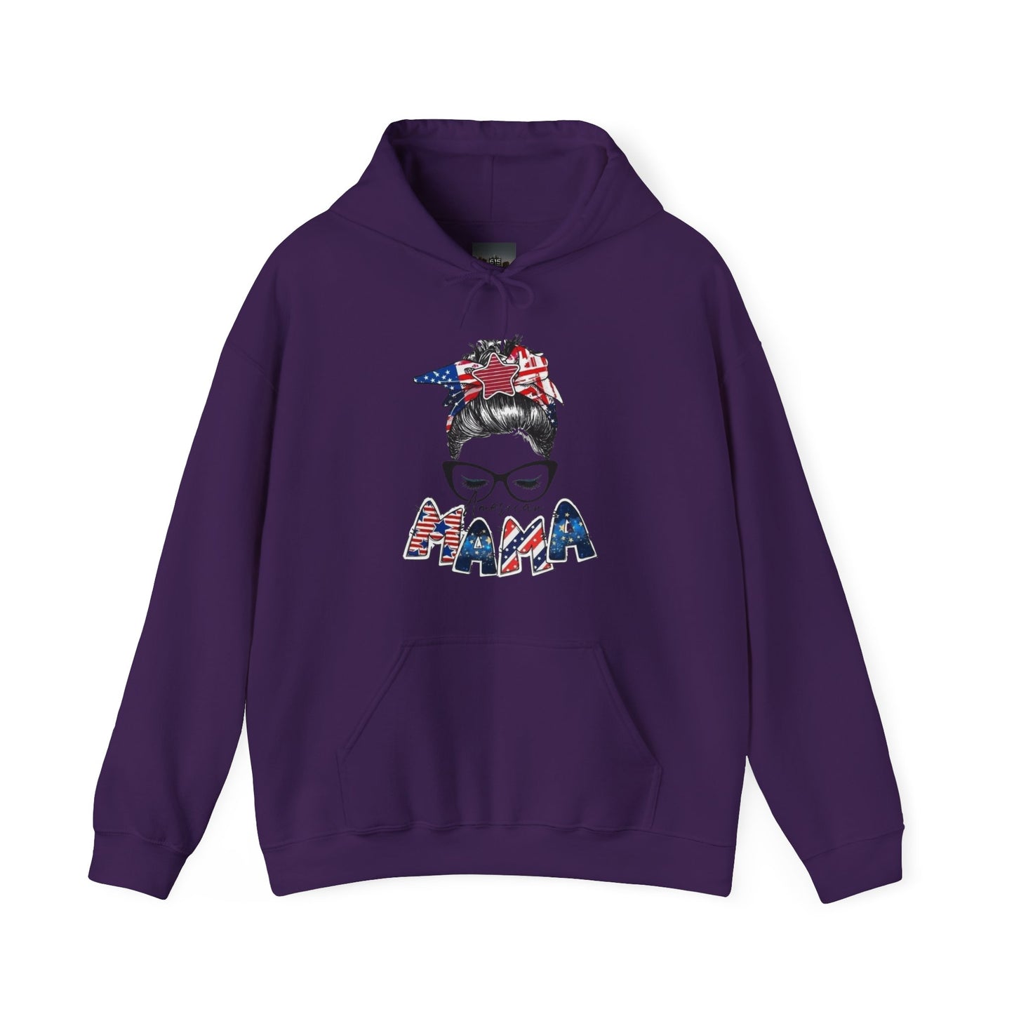 #250 Mama USA Flag Messy Bun Hoodie