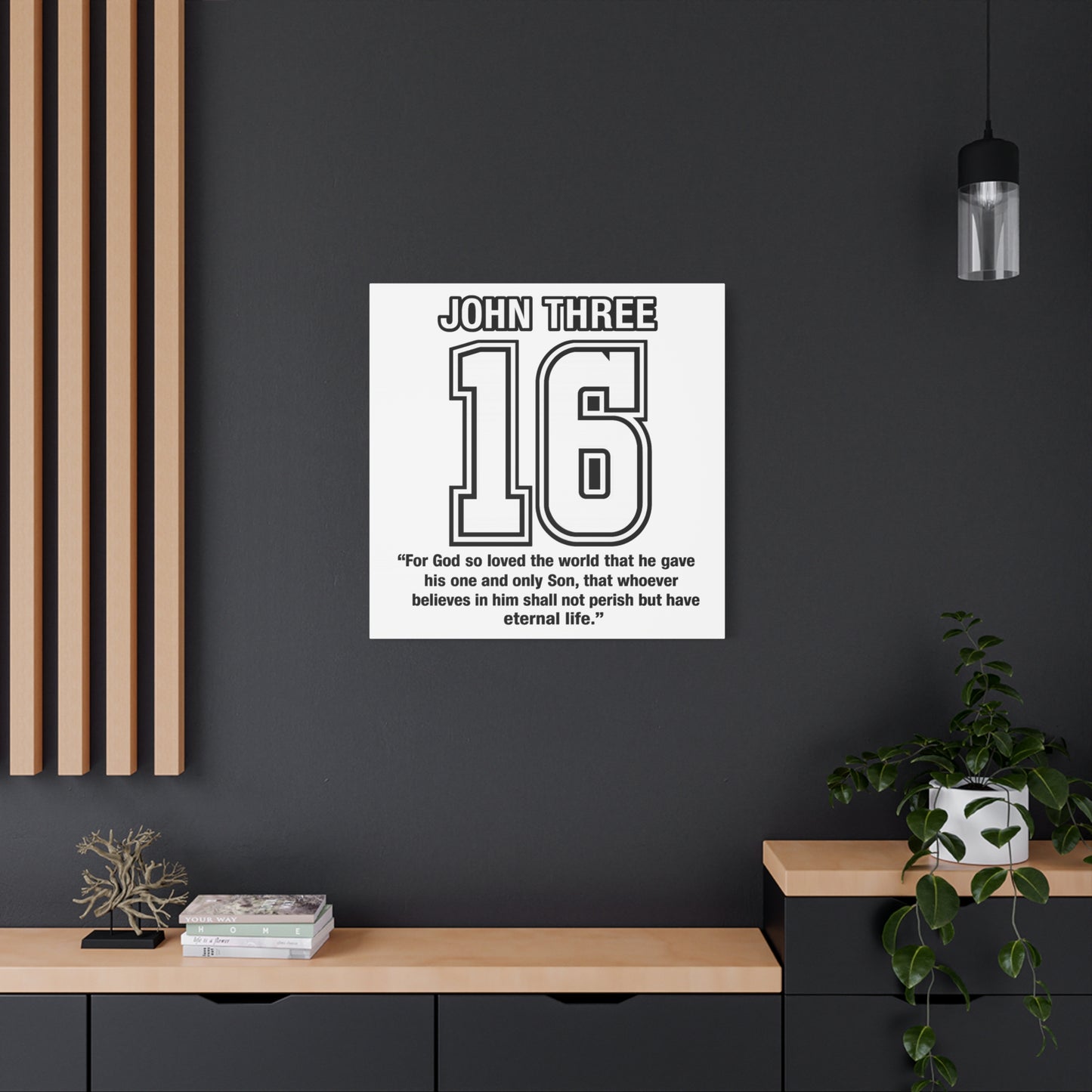 John Three 16 Numbered with Scripture Canvas Print - 'John Three 16' with Bible Verse (John 3:16)