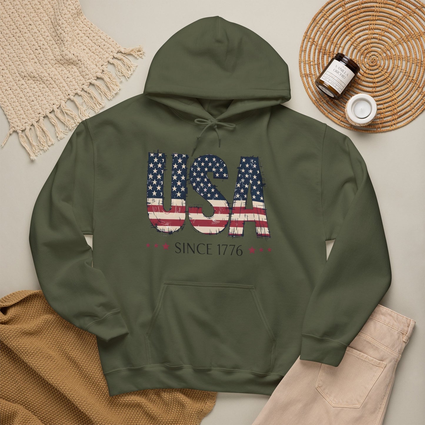 #250 USA Flag "USA Since 1776" Patriotic Hoodie