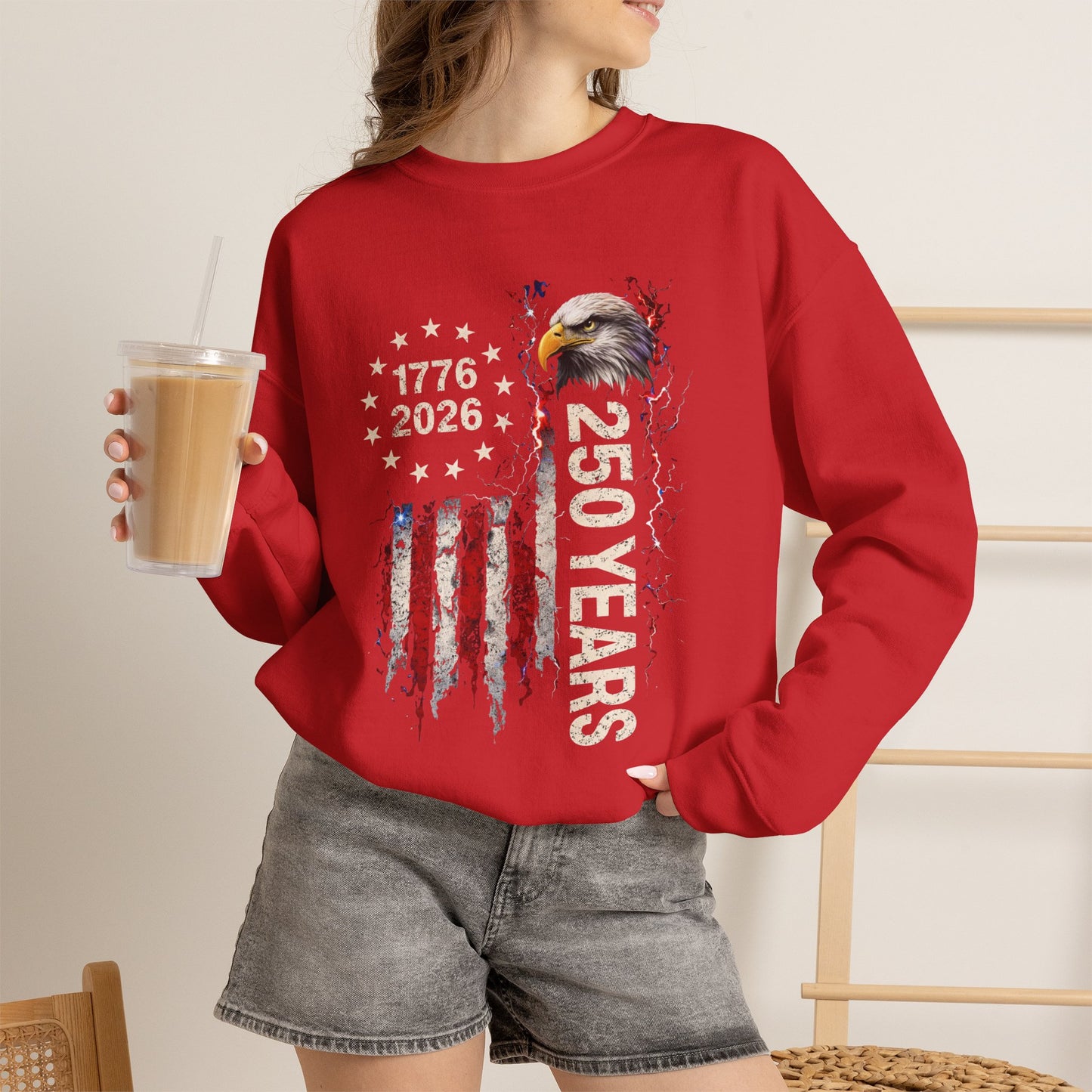 #250 1776-2026 250 Years USA Bicentennial Eagle Crewneck Sweatshirt