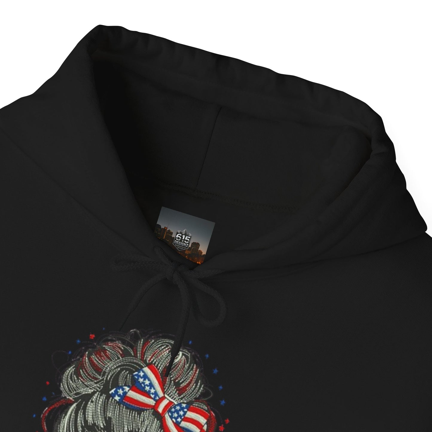 #250 "All American Girl" Patriotic Messy Bun Hoodie