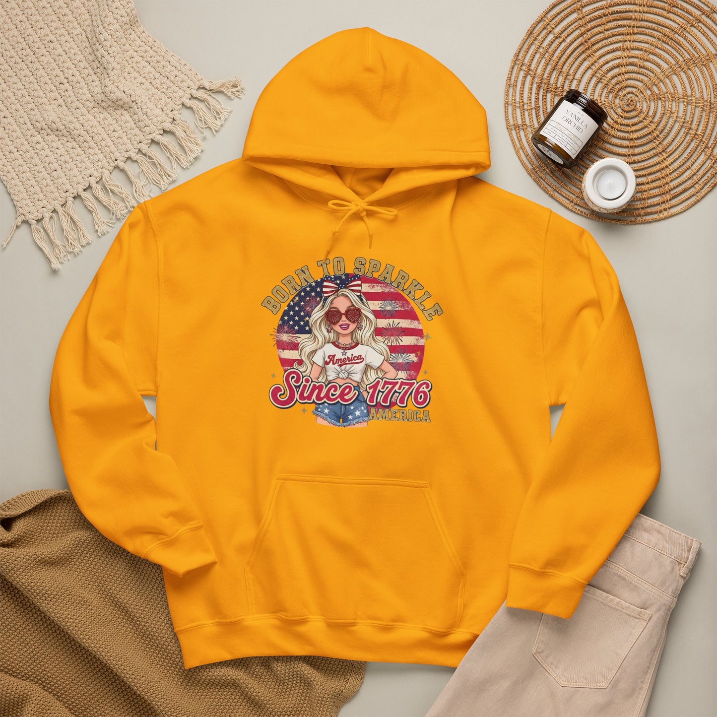 #250 "Born to Sparkle Since 1776" Patriotic Hoodie