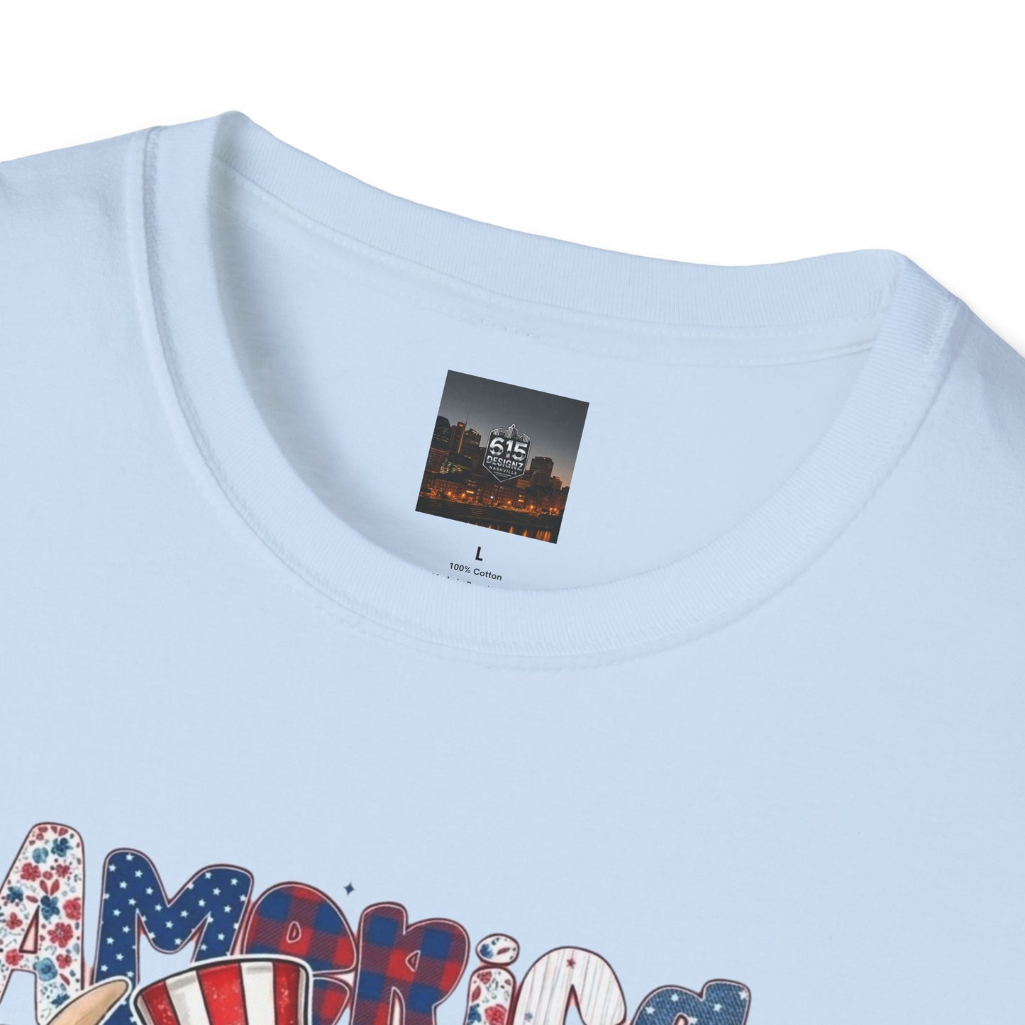 #250 American Flag Bubblegum Patriotic Highland Cow T-Shirt
