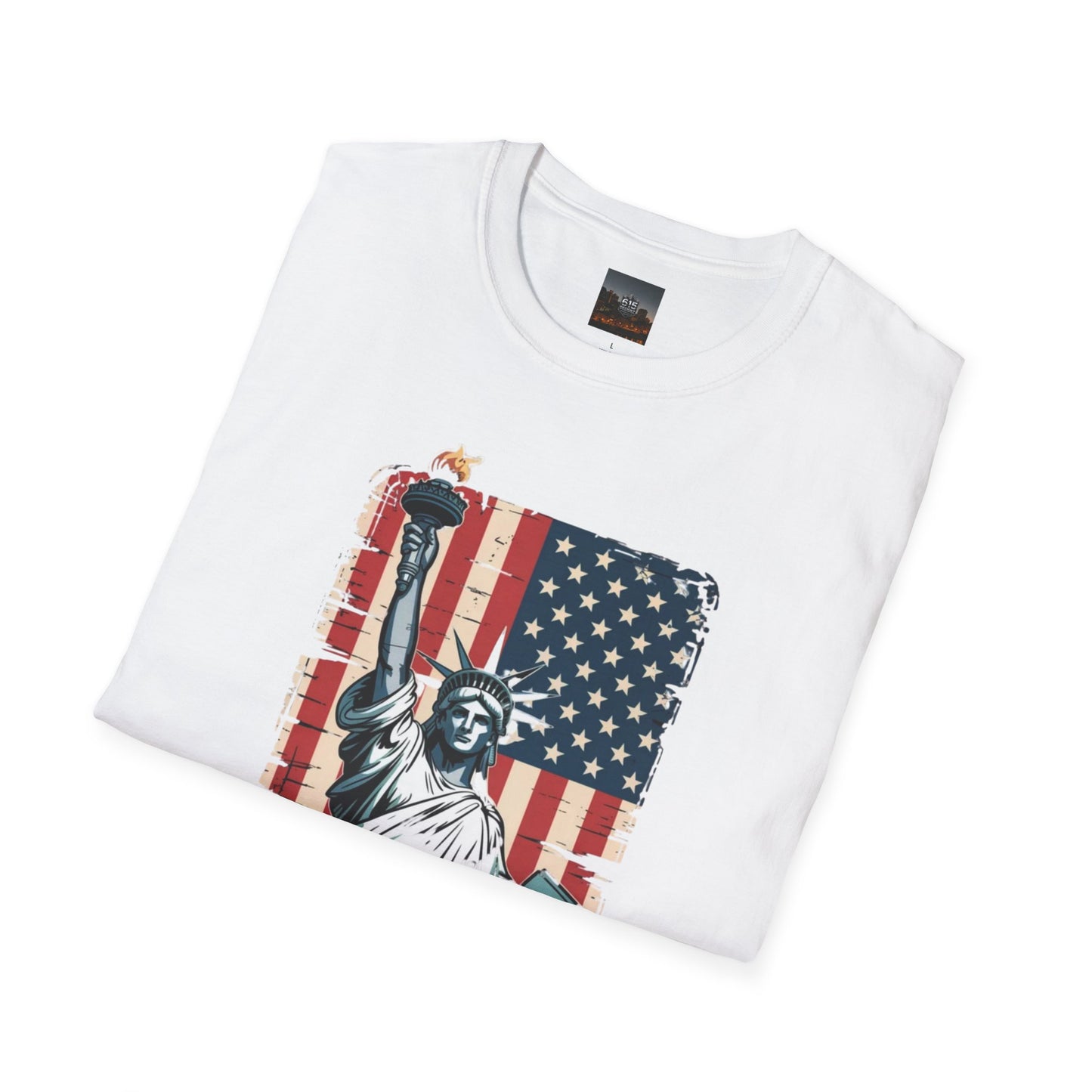 #250 Statue of Liberty American Flag 'America' Patriotic Independence Day T‑Shirt