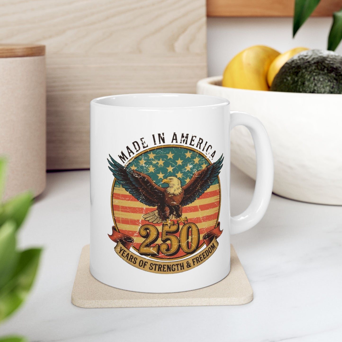 #250 Made in America Eagle 250th Anniversary Patriotic 'Ceramic Mug Coffee Cup (11oz, 15oz)