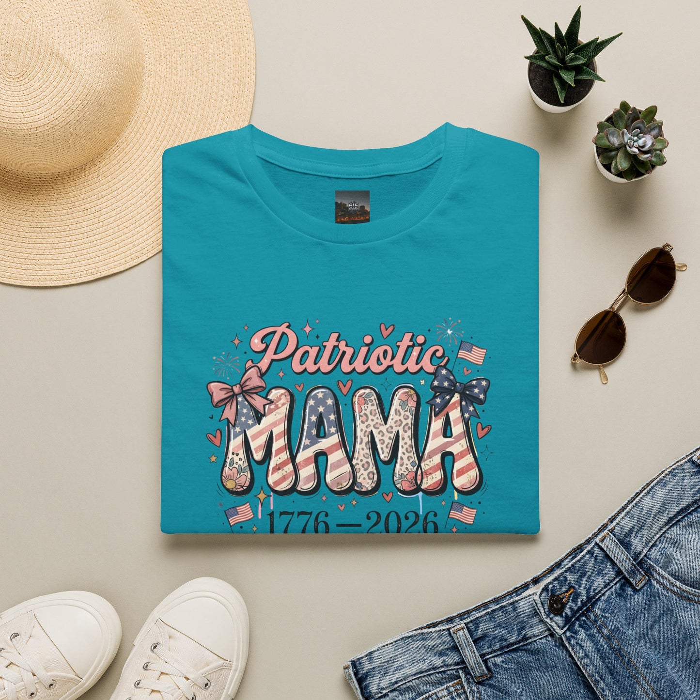 #250 Patriotic Mama 1776–2026 American Flag T-Shirt