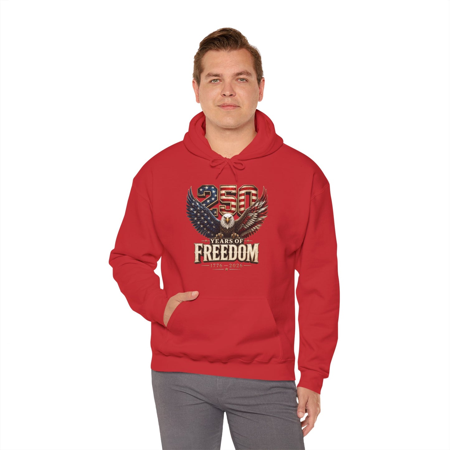 #250 250 Years of Freedom Eagle Patriotic American Flag Anniversary (1776–2026) Patriotic Hoodie