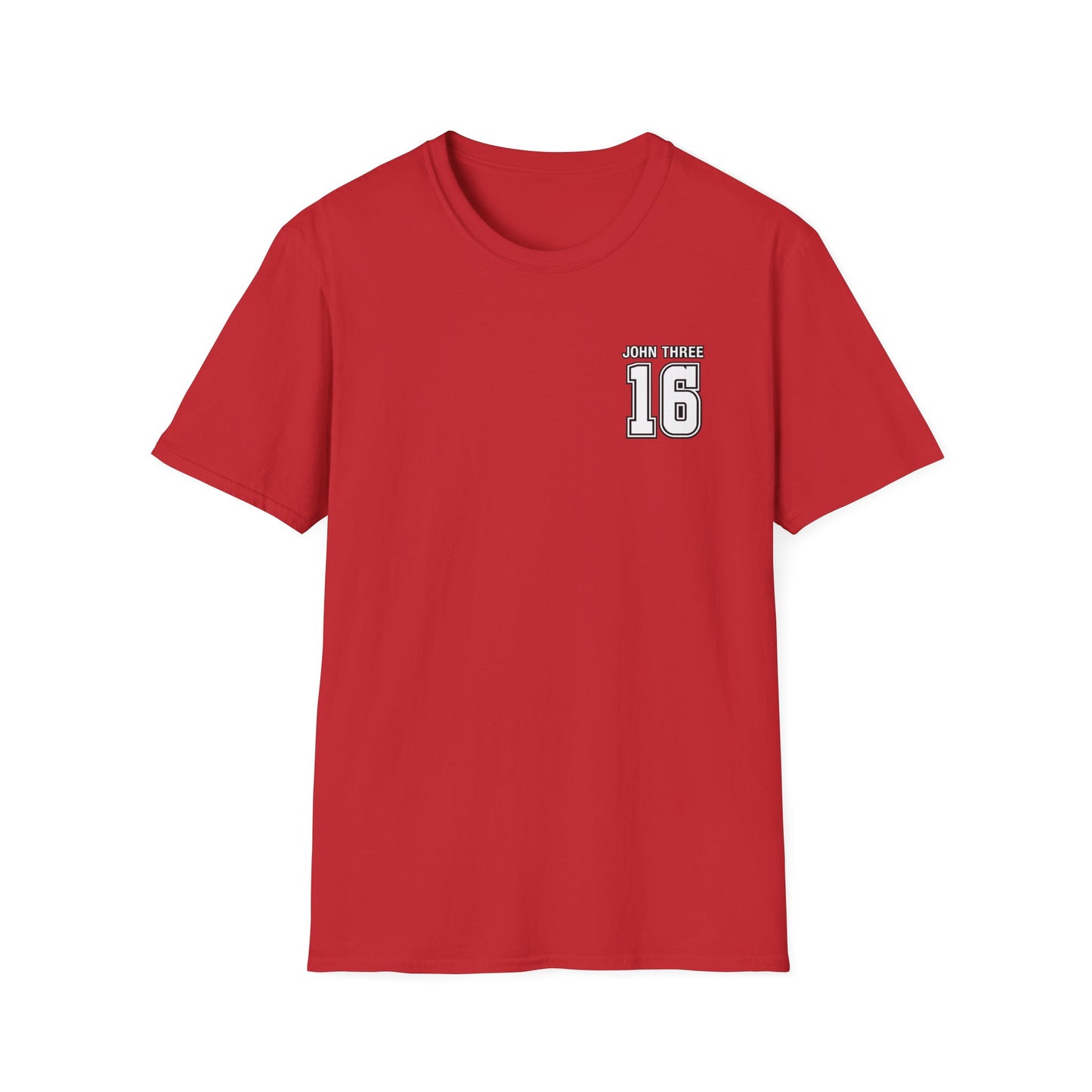 John Three 16 Chest and Back Jersey Print with Scripture Tee