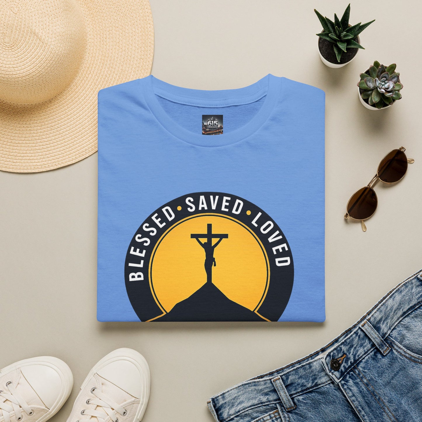Blessed • Saved • Loved by Jesus T-Shirt — Christian Faith Tee
