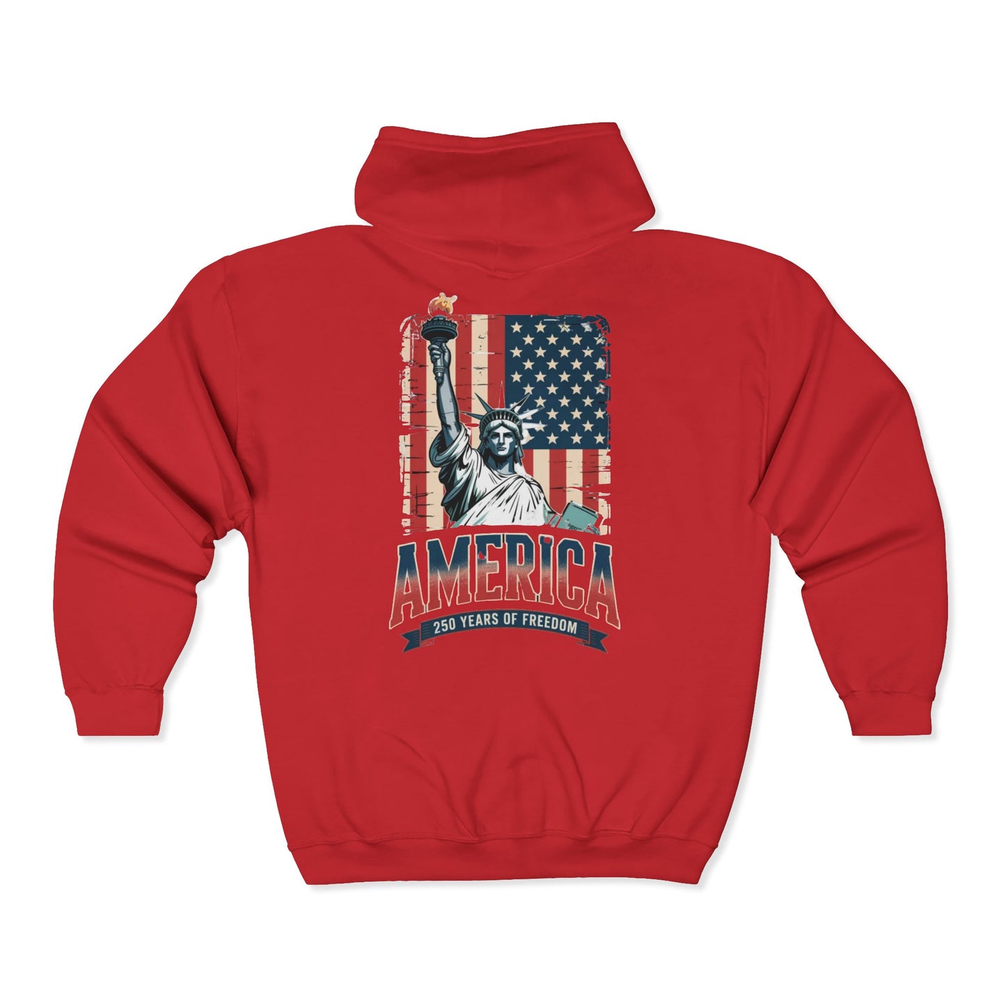 #250 Statue of Liberty American Flag 'America' Patriotic Independence Day Zip Hoodie