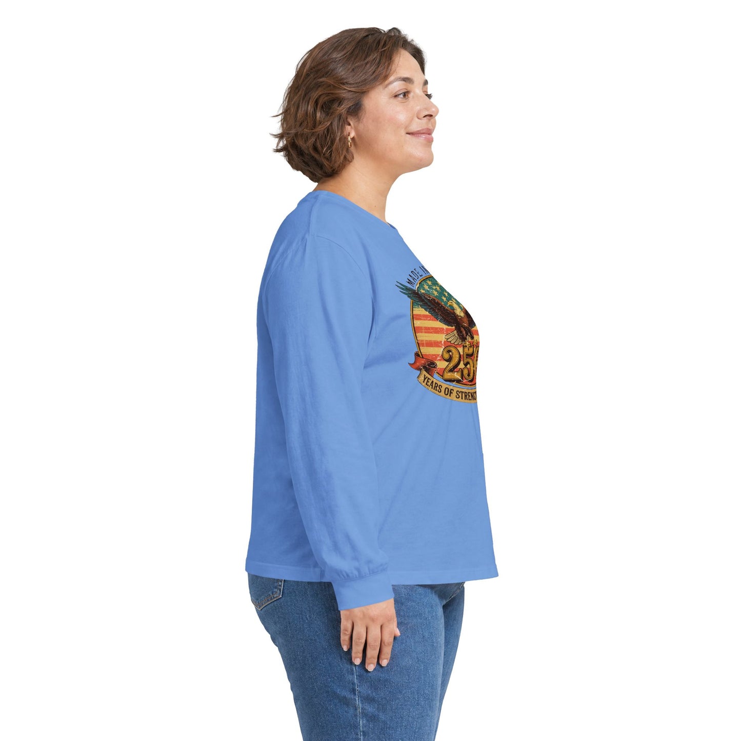 #250 Made in America Eagle 250th Anniversary Patriotic Long Sleeve Tee