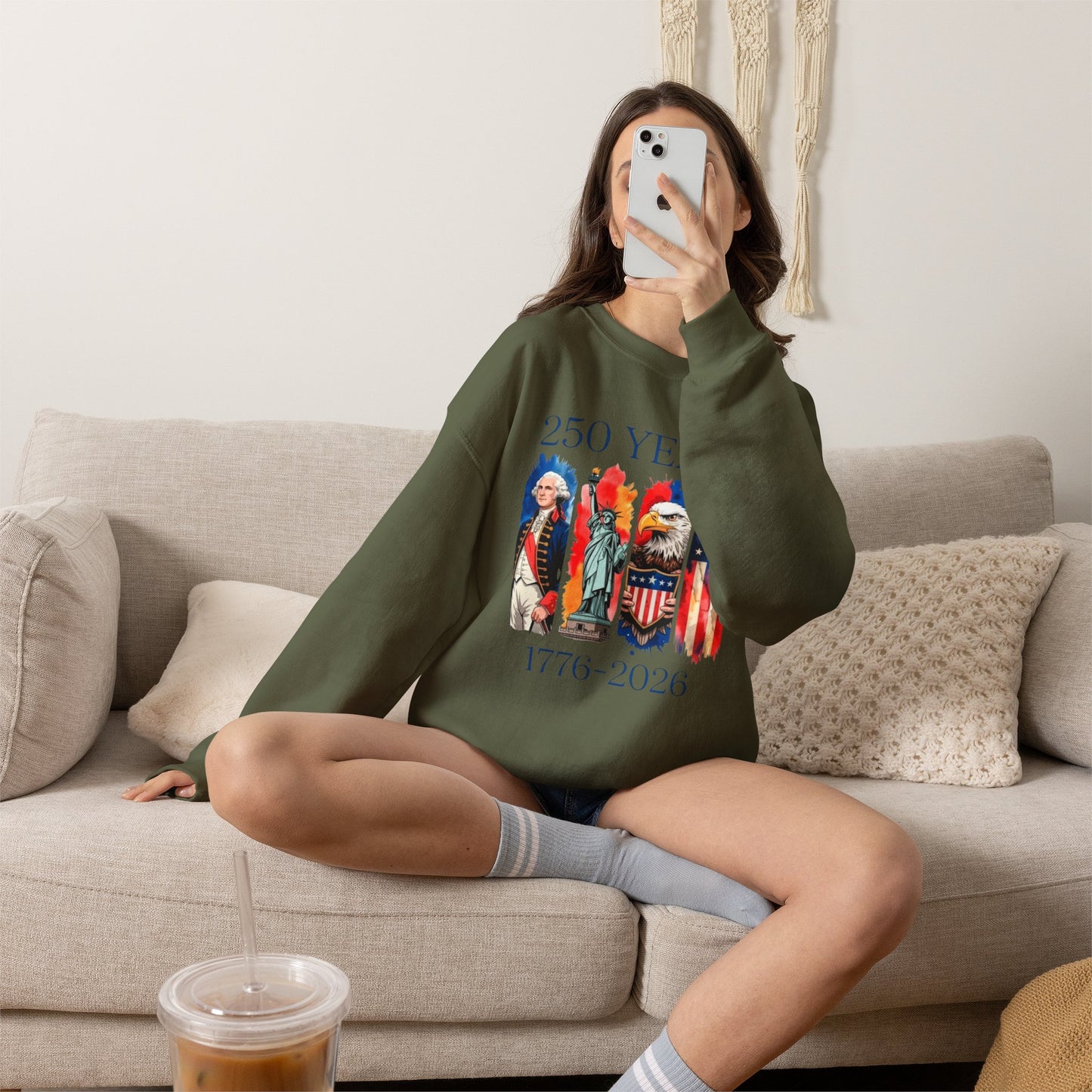 #250 250 Years American History Celebration 1776–2026 Patriotic Crewneck Sweatshirt