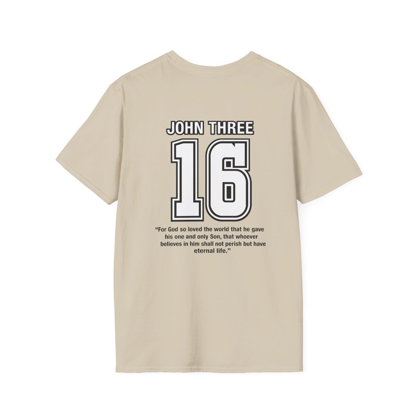 John Three 16 Chest and Back Jersey Print with Scripture Tee