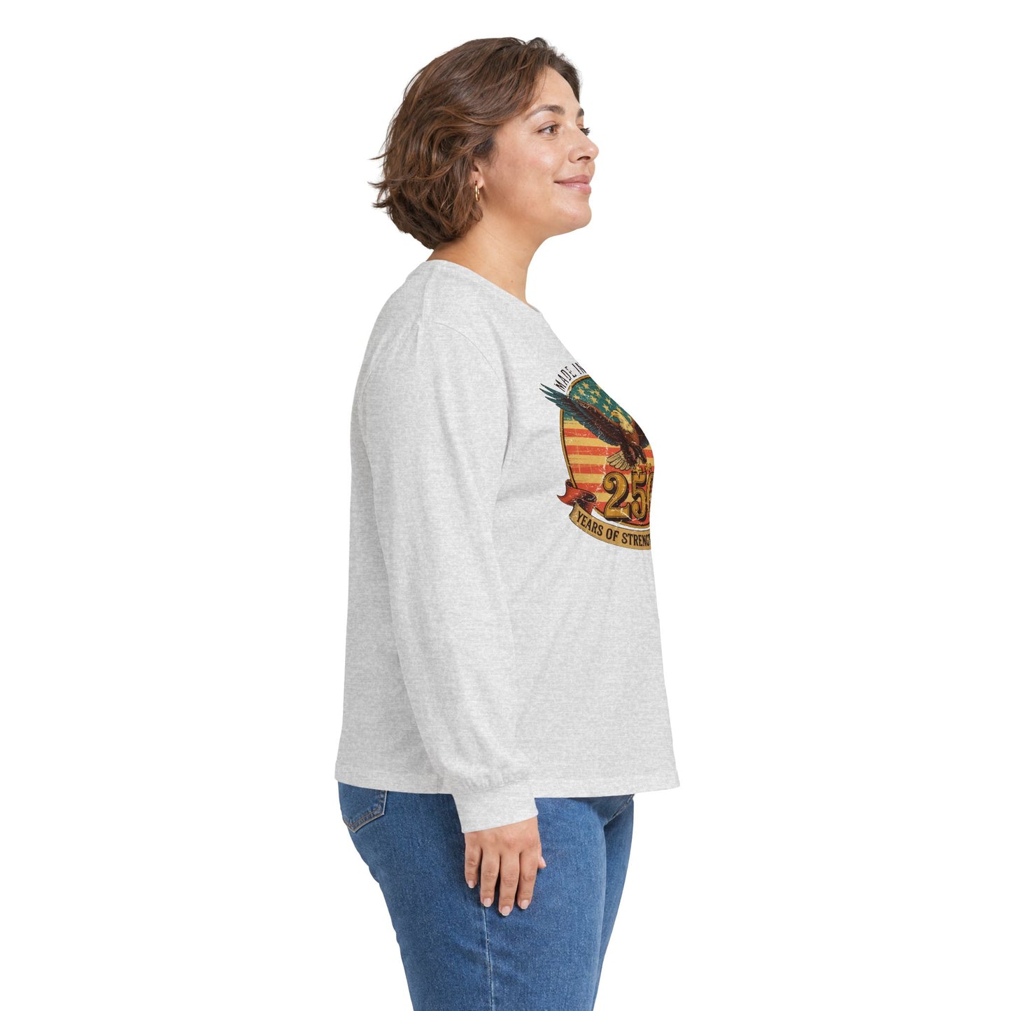 #250 Made in America Eagle 250th Anniversary Patriotic Long Sleeve Tee