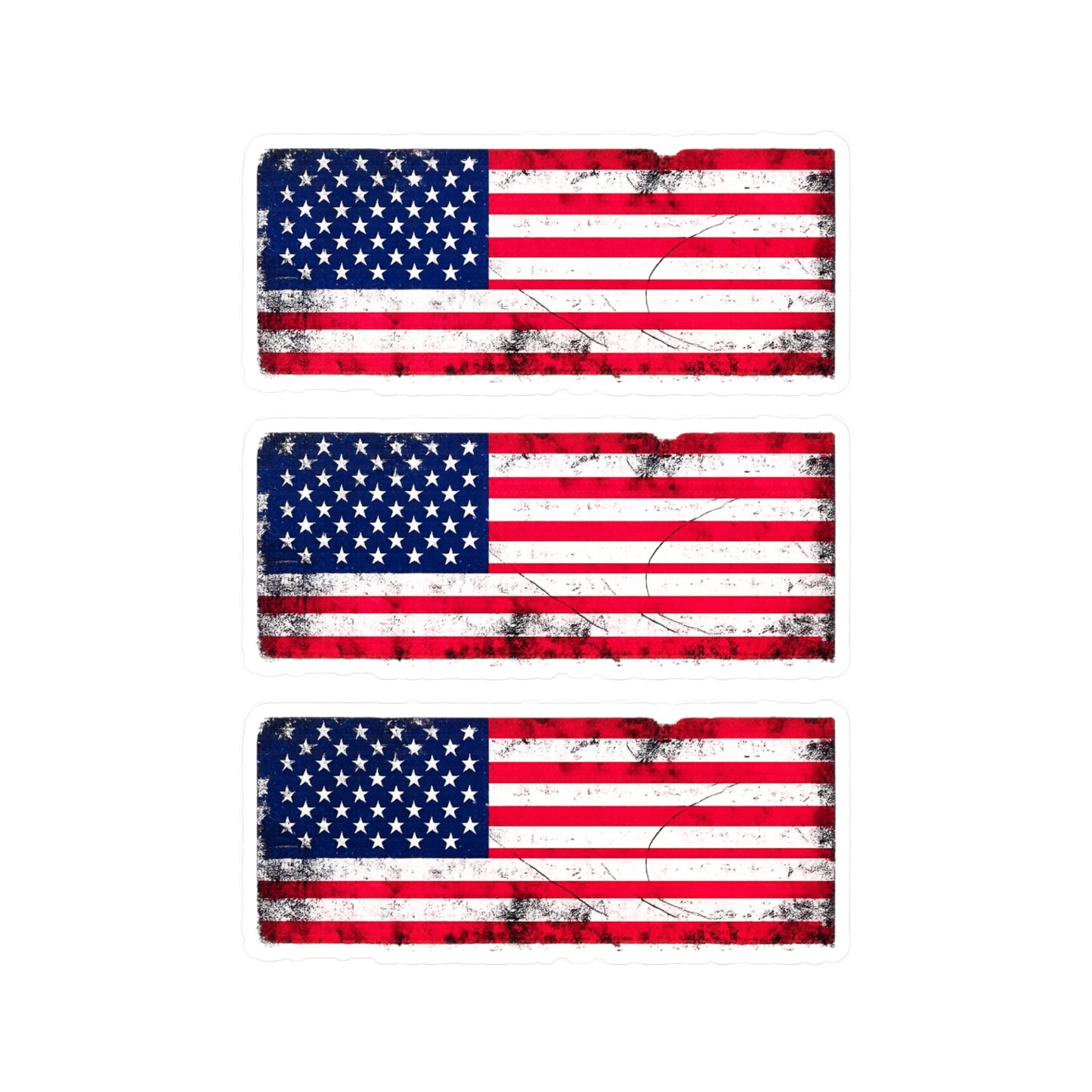 #250 Distressed American Flag Vinyl Decal — Kiss-Cut USA Sticker