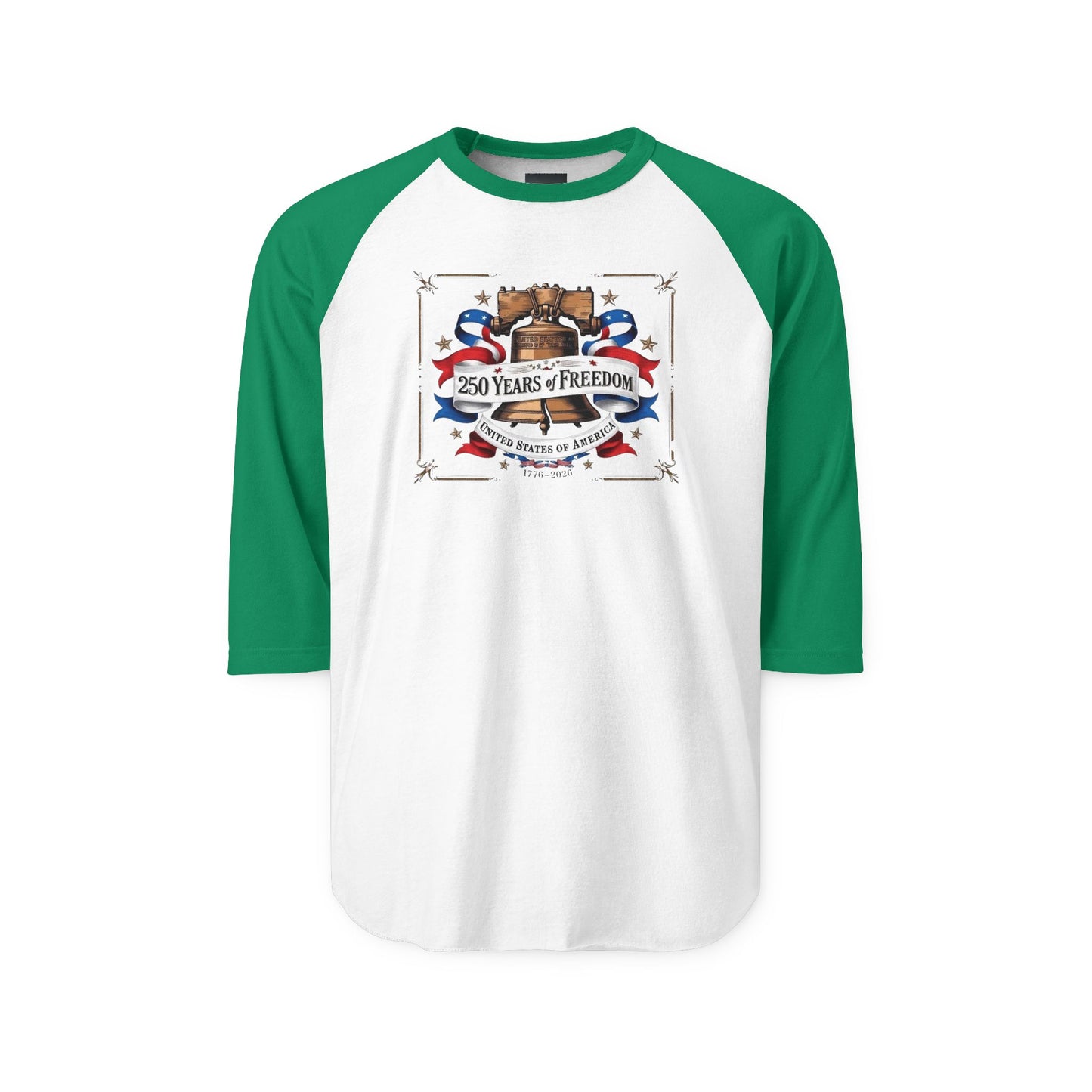 #250 250 Years of Freedom Liberty Bell Raglan Shirt Baseball Tee
