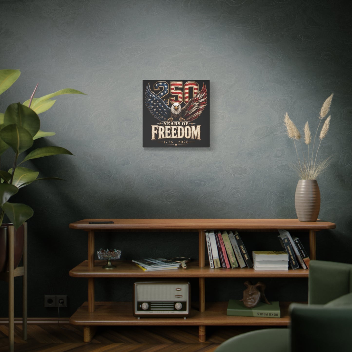 #250 250 Years of Freedom Eagle Patriotic American Flag Anniversary (1776–2026) Matte Canvas Wall Art