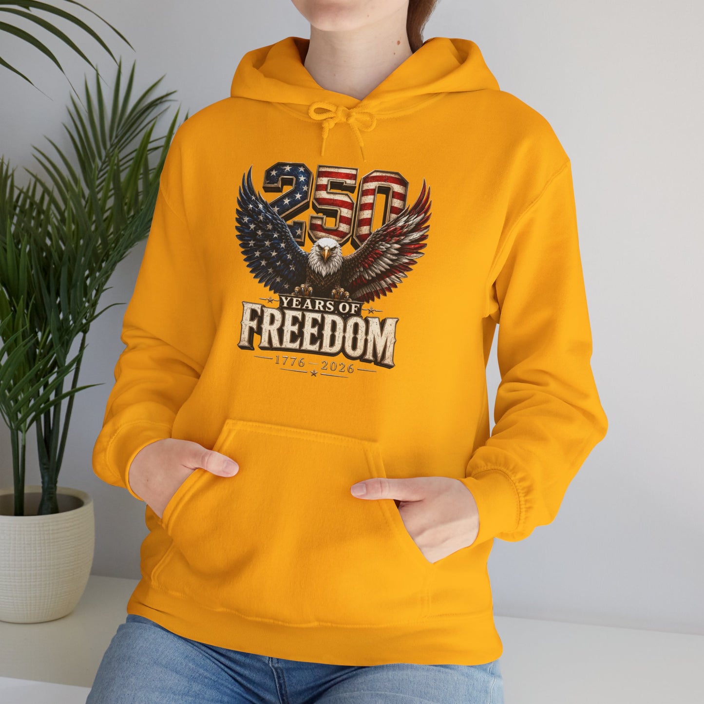 #250 250 Years of Freedom Eagle Patriotic American Flag Anniversary (1776–2026) Patriotic Hoodie