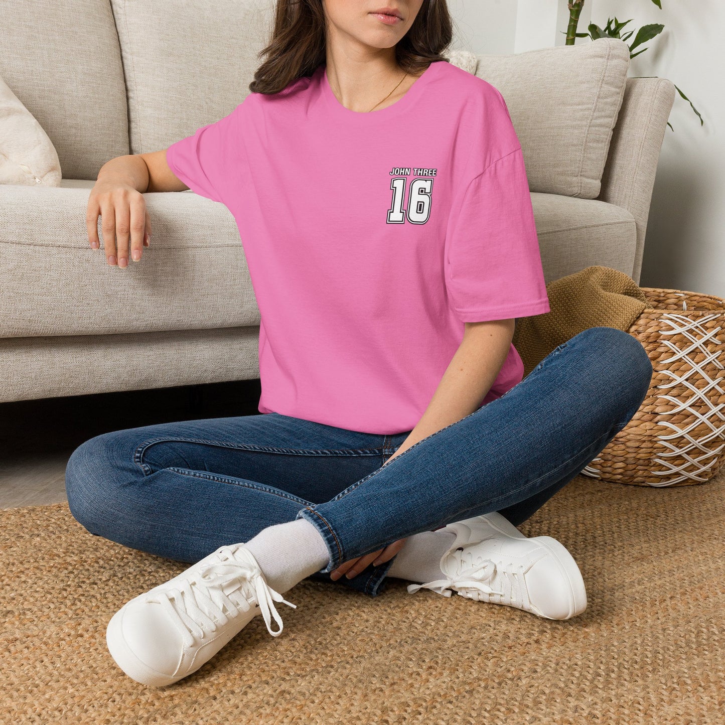 John Three 16 Chest and Back Jersey Print with Scripture Tee