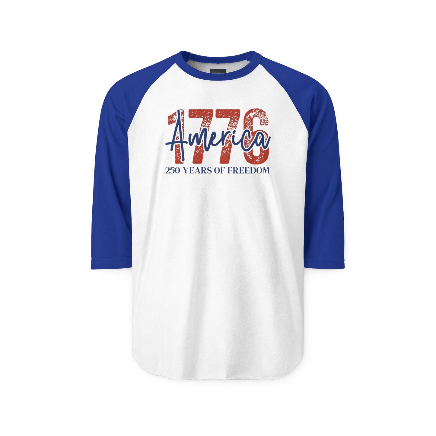 #250 1776 America: 250 Years of Freedom' Patriotic Independence Day Raglan Shirt Baseball Tee