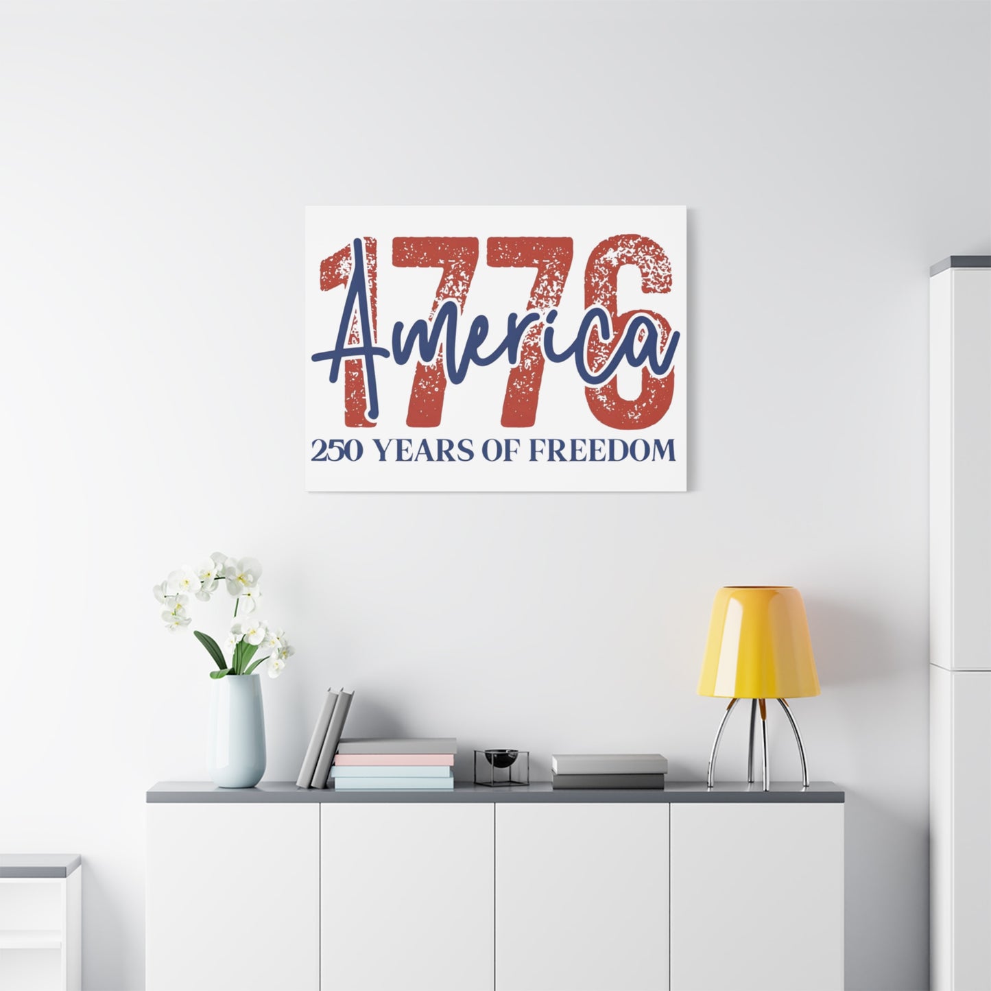 #250 1776 America: 250 Years of Freedom' Patriotic Independence Day Matte Canvas Wall Art