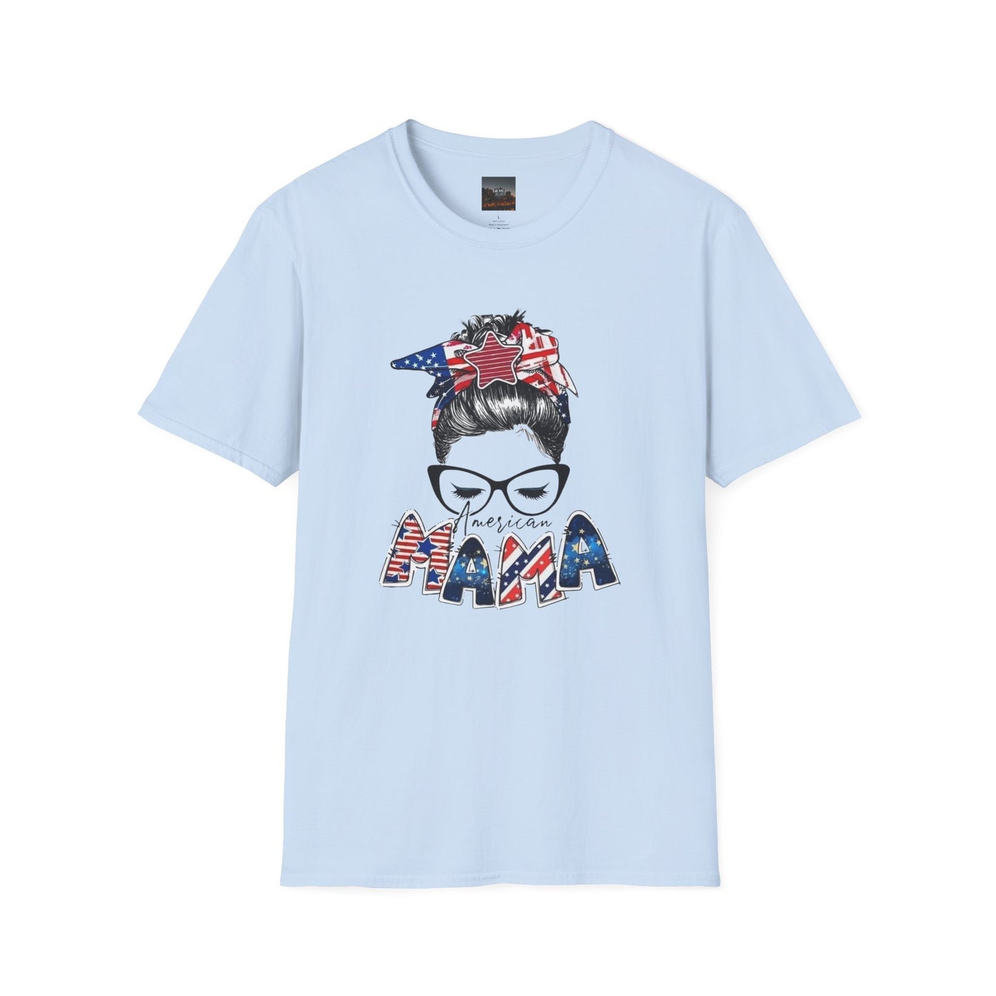 Mama USA Flag Messy Bun T-Shirt