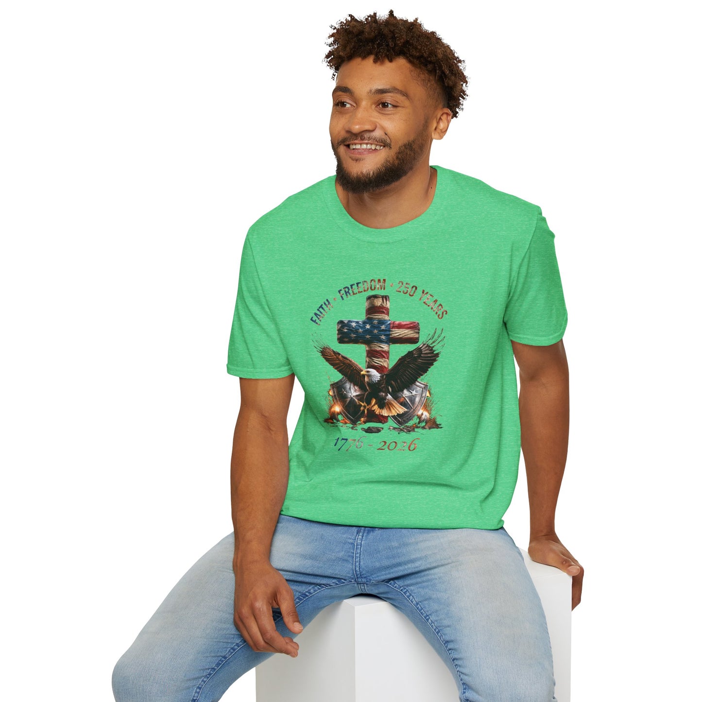 #250 Faith • Freedom 250 Years American Flag Cross & Eagle 1776-2026 T-Shirt