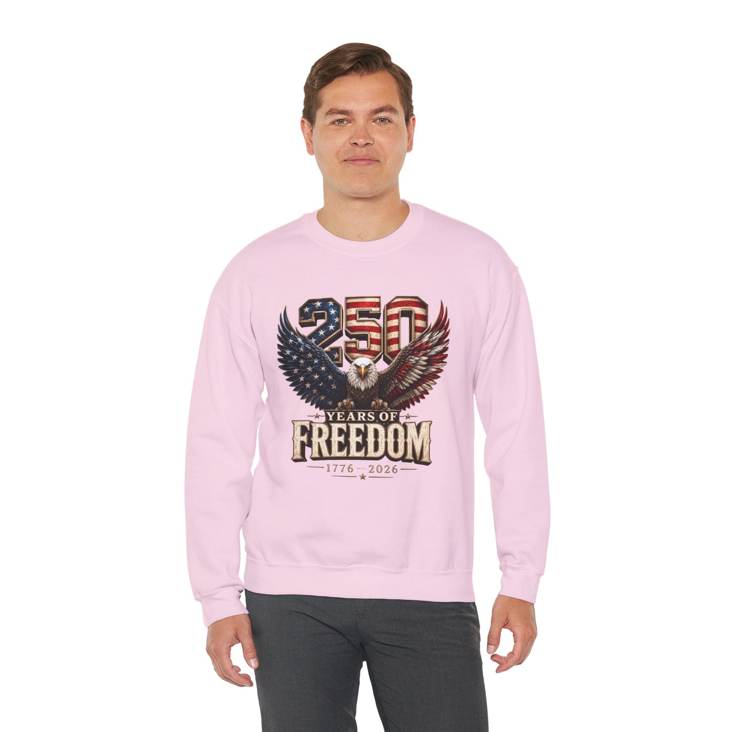 #250 250 Years of Freedom Eagle Patriotic American Flag Anniversary (1776–2026) Crewneck Sweatshirt