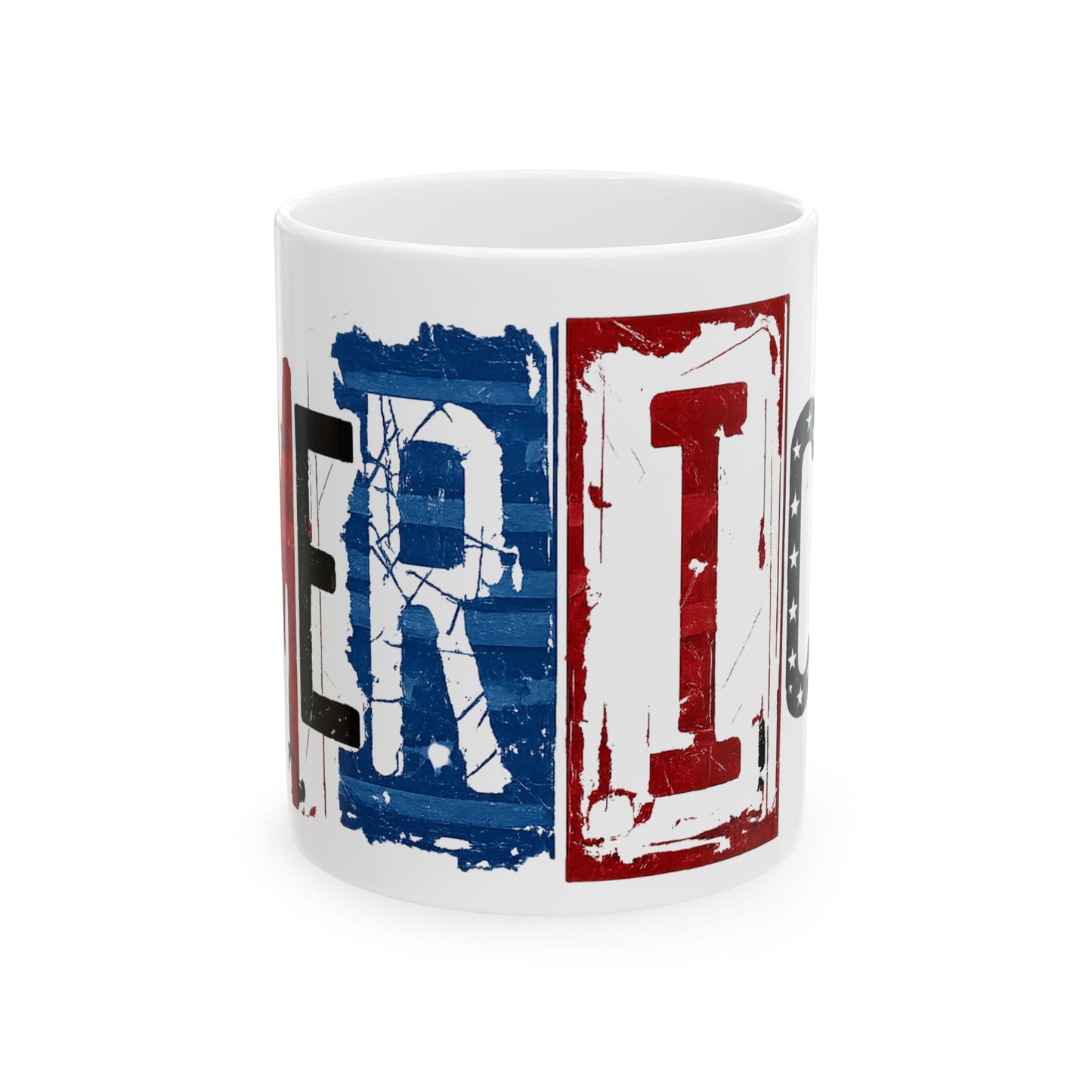#250 America Retro Block Text Liberty Patriotic Ceramic Mug 15oz